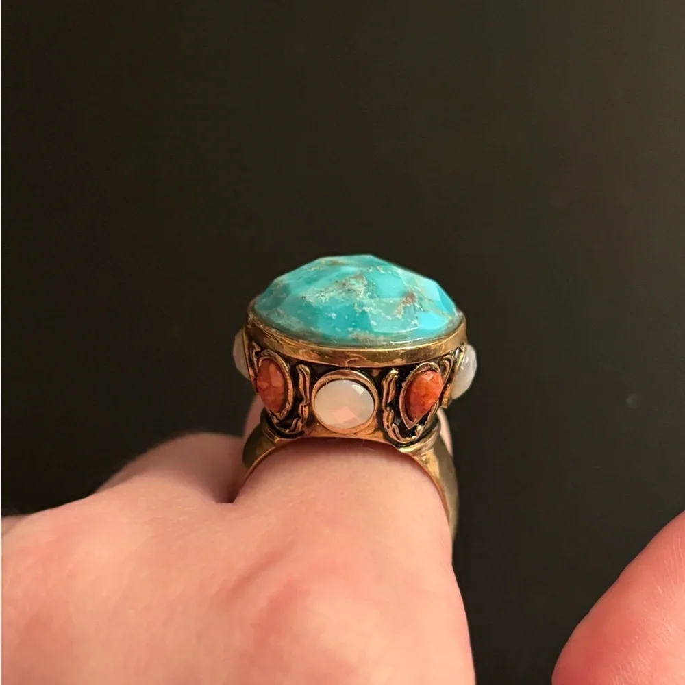 Genuine Turquoise, Coral, and Mop Jewelry Set - Picture 9 of 15